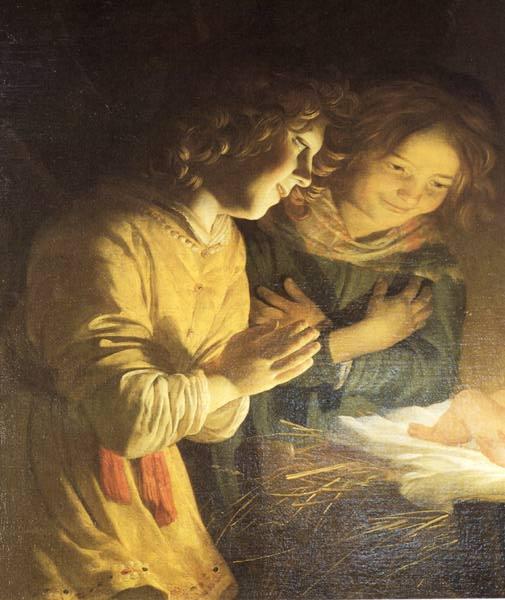 HONTHORST, Gerrit van Adoration of the Child (detail) sf